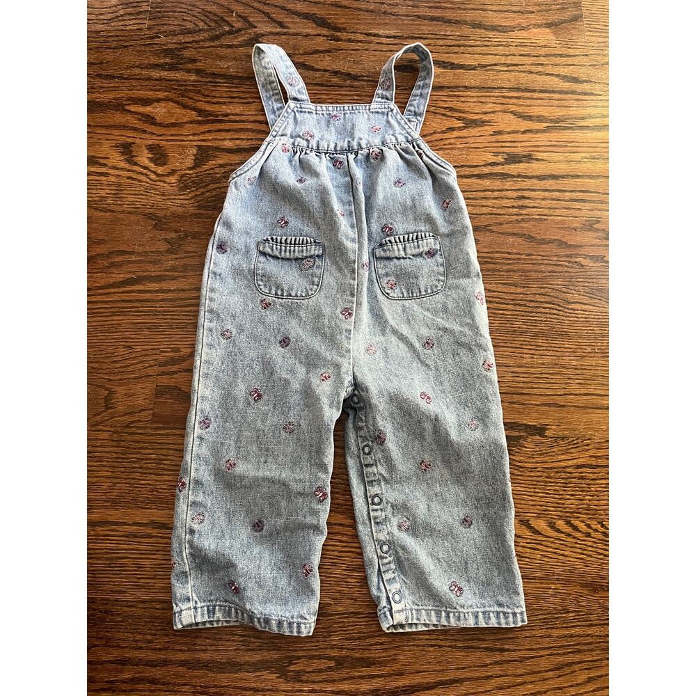 Gymboree Vintage embroidered butterflies overalls size 12/18 blue